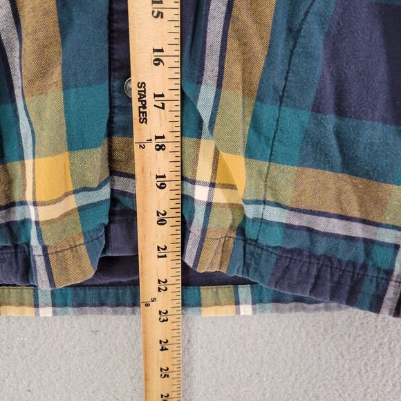 Eddie Bauer Flannel Hooded Jacket Womens S Blue Plaid Button Up Pockets Outdoor - Picture 9 of 9